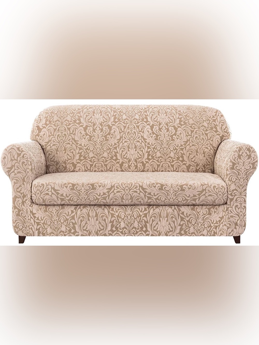 Subrtex 2 piece Loveseat Sofa Cover - Jacquard Oatmeal Stretch Slipcover New box